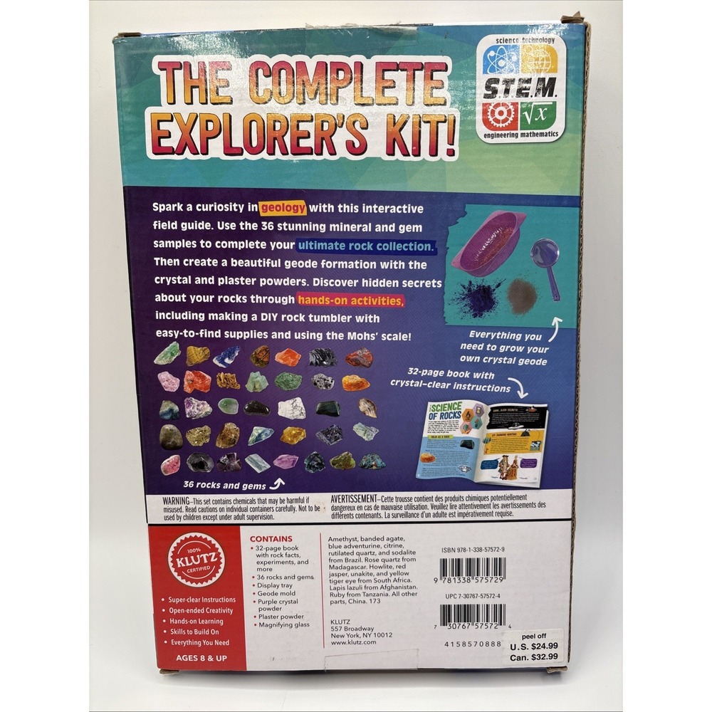 Rocks, Gems & Geodes/ Make Lab .STEM Kit . Open Box/ Book Missing. - Picture 2 of 9